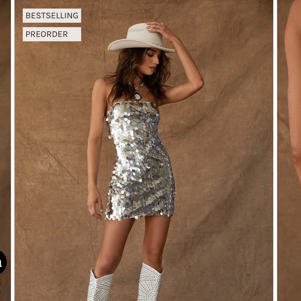 12th Tribe Pippa Silver Sequin Disco Dress